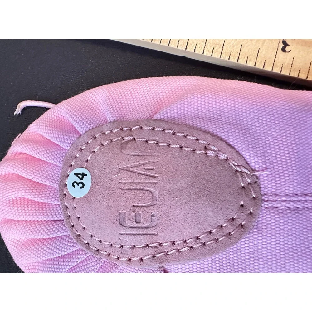 FEIJIAO Girls Pink Canvas‎ Split Sole Ballet Slippers Dance Shoes Size EU 34